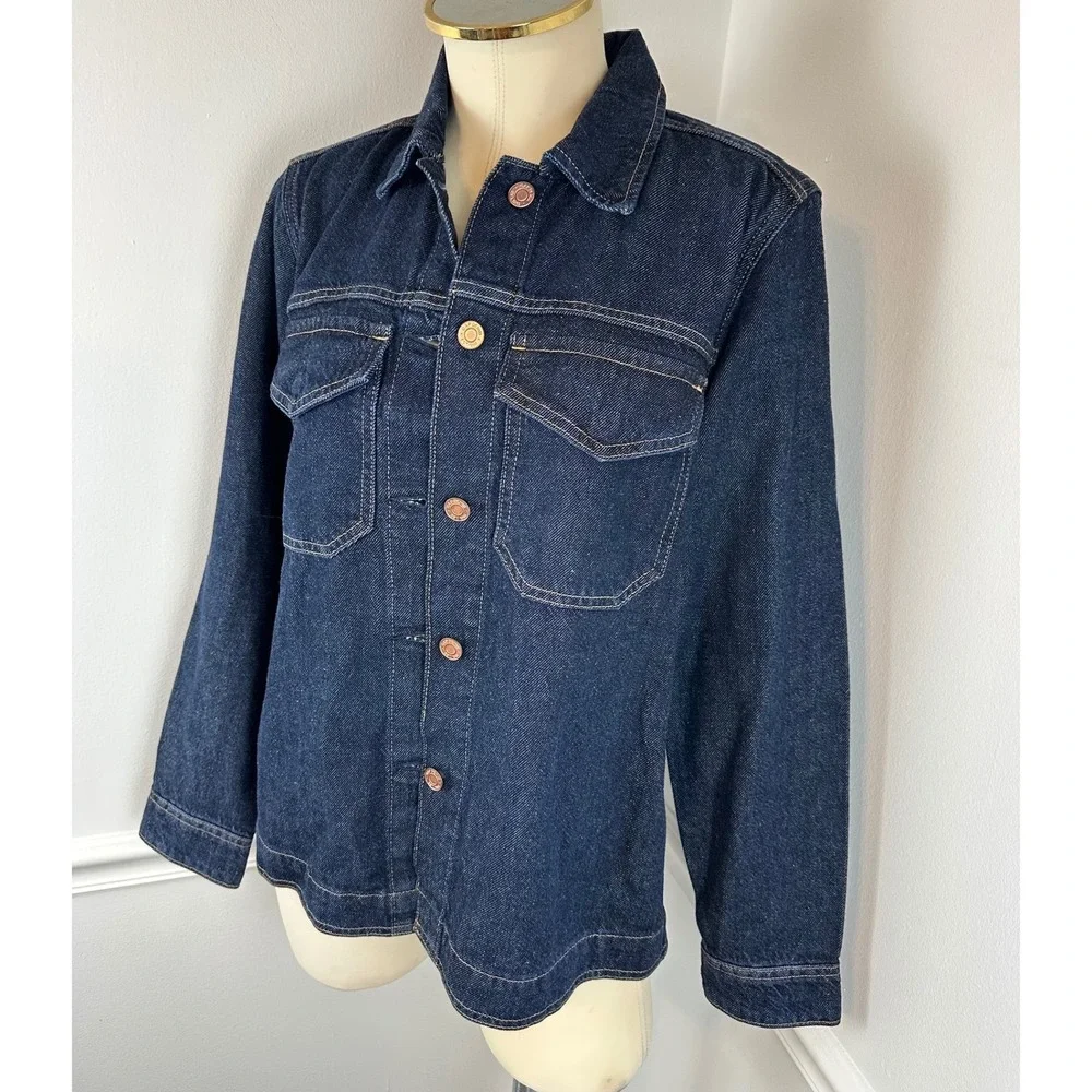 GAP Denim Women's Dark Wash Lightweight Shacket Button-Front NWT Small